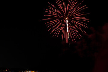 Colorful fireworks of various colors over night sky