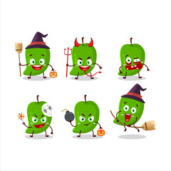 Halloween expression emoticons with cartoon character of green mango