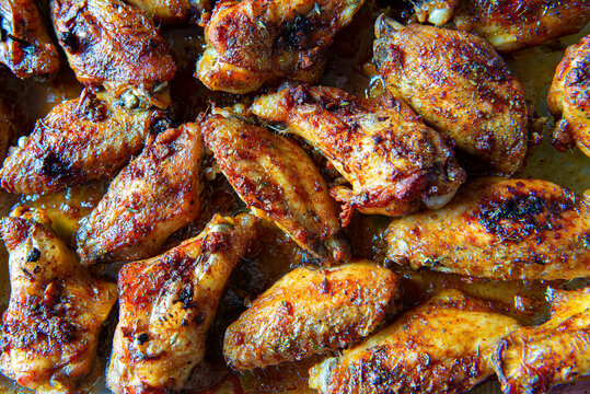 Spicy Buffalo hot chicken wings bbq roasted