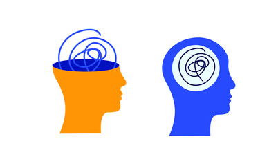 mental health depression awareness icon set collection flat illustration vector design template banner