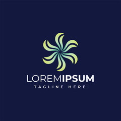 Natural leaf flower logo design vector template