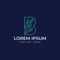 Letter b natural leaf logo vector template