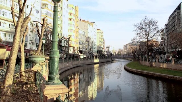 Porsuk River under Sunset in Eskisehir Turkey