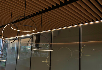 modern circle ceiling lighting in building