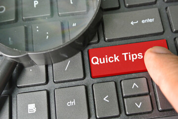 keyboard with key Quick Tips button. Business and education concept.