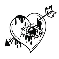 Heart eye tattoo design line art