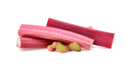 rhubarb stalks isolated on white background