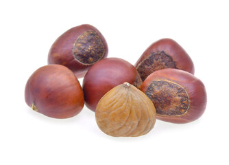 Fresh Chestnuts isolated on white background