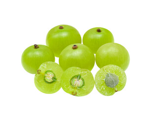 Indian gooseberry or Amla (Phyllanthus emblica) isolated on white
