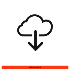 Icon vector graphic of cloud download