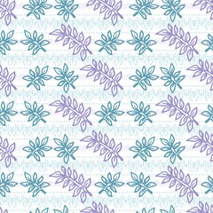 Green and Purple Decorated Fern Leaf Vector Art Seamless Pattern