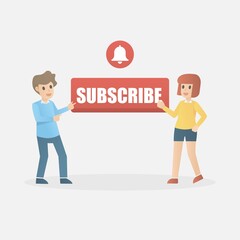 Subscribe button on social media,subscription online marketing,Track your content  video channel blog and newsletter,notification bells symbols on Smartphone,Invite to press the follow button,vector.