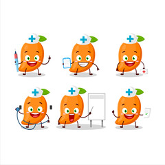 Doctor profession emoticon with mango cartoon character