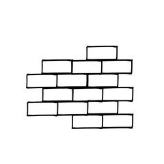 brick wall fragment icon. sketch hand drawn doodle style. vector minimalism monochrome. brickwork, construction.