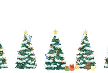 絵本のようなクリスマスツリーのイラスト