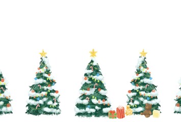 絵本のようなクリスマスツリーのイラスト