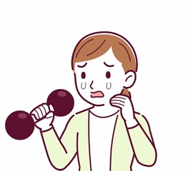 Young woman in a cardigan_Dumbbell