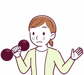 Young woman in a cardigan_Dumbbell