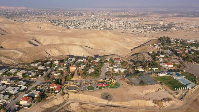 Palestine Jericho City And Israeli Village, Aerial view
Drone view from dead sea city of Jericho and vered yericho, Jordan Valley, Israel,palestine
