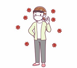 Young woman in a cardigan_faceguard