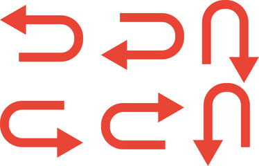 シンプルなUターンの矢印セット