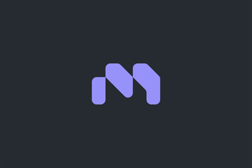 Minimal Modern Abstract Letter M Dark Background Logo Template