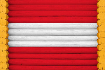 National flag  of Austria on a wooden wall background. The concept of national pride and a symbol...