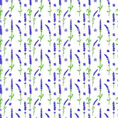 Floral seamless pattern with purple lavender flowers