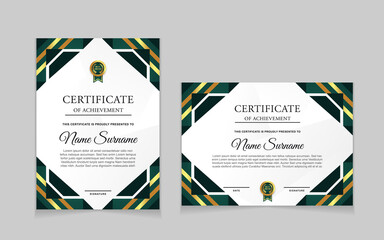 Set of certificate of achievement border design templates with elements of  luxury gold badges and modern line patterns. vector graphic print layout can use For award, appreciation, education