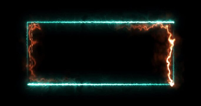 Scene of colorful rectangle light blue orange motion blaze abstract effect in black background