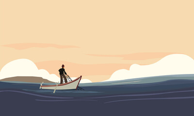 FISHERMAN IN A CALM SEA