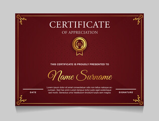 Certificate of achievement border design templates with elements of luxury gold badges and modern line patterns. vector graphic print layout can use For award, appreciation, education
