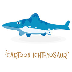 Cartoon ichthyosaur premium vector design illustration