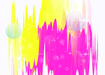 Future landscape with holographic cosmos and abstract universe background. 3d fluid. Girlie mountain silhouette with wavy glitch. Futuristic gradient and shape. Memphis future landscape.