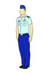 Standing Thailand air force student in drawing style isolated vector