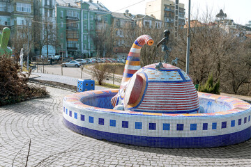 Fountain on Landscape Alley, a charming children's park and playground.