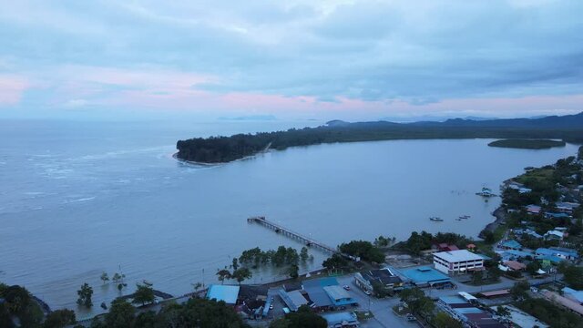 The Sematan Beach and Coastline of the most southern part of Sarawak and Borneo Island