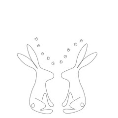 Hearts background, love design with bunny vector illustration