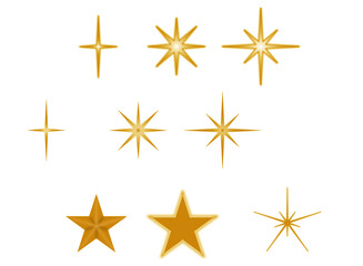 Fototapeta premium 金色の星のベクター9種類セット