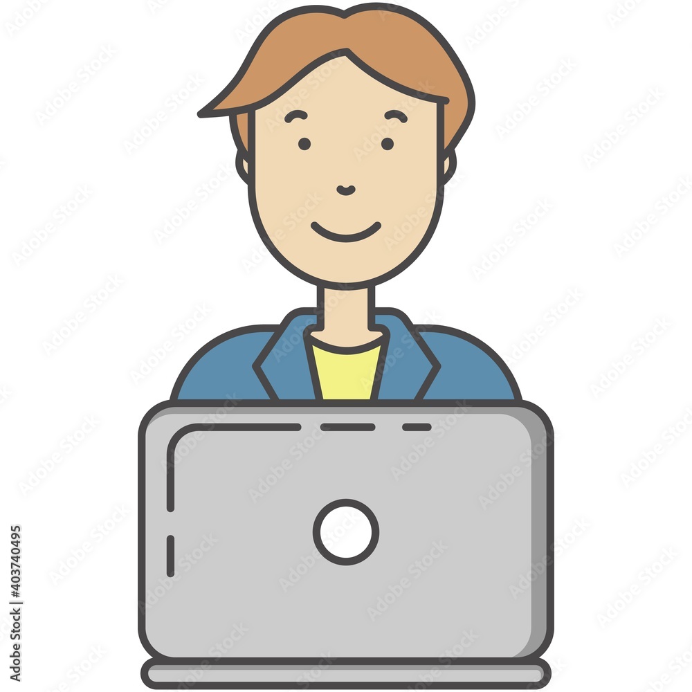 Poster blogger man or internet user at laptop vector icon design
