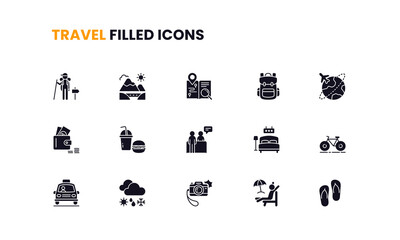 tourism and travel filled icons 