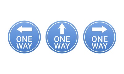 Set of one way round sign. Signpost. Illustration vector