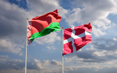 Flags of Denmark and Belarus.