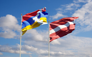 Flags of Latvia and Artsakh.