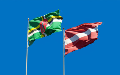 Flags of Latvia and Dominica.