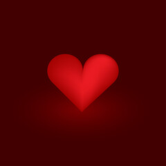 red heart on black background