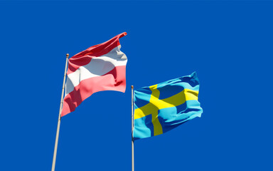 Flags of Sweden and Austria.