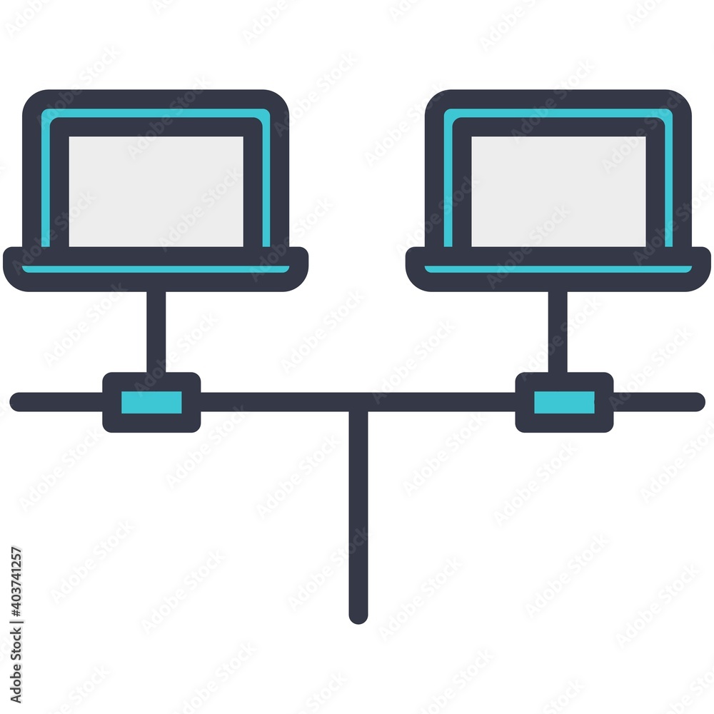 Poster computer lan network communication flat vector icon