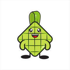 ketupat mascot illustration design on white background