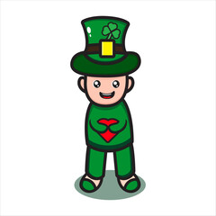cute saint patrick vector character with love on white background eps 10